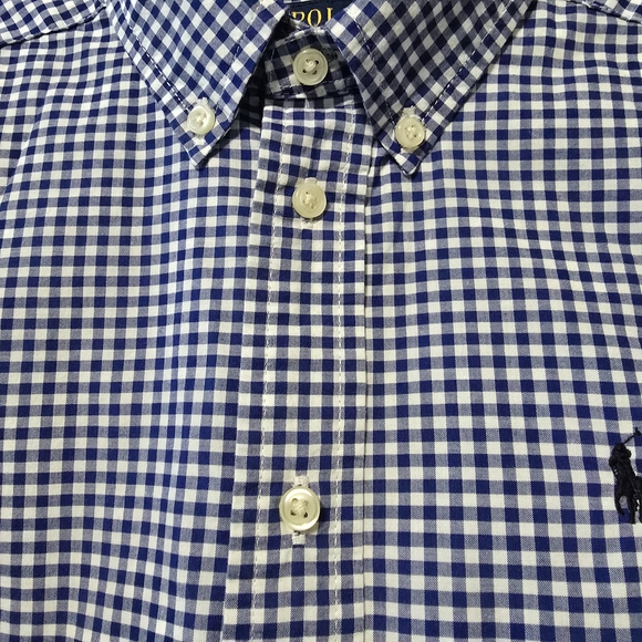 Polo by Ralph Lauren Boys' Size 7 Blue Checkered Cotton Shirt - Picture 4 of 12